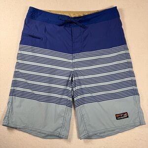 Patagonia Men’s 32 Stretch Wavefarer Blue Striped Board Shorts